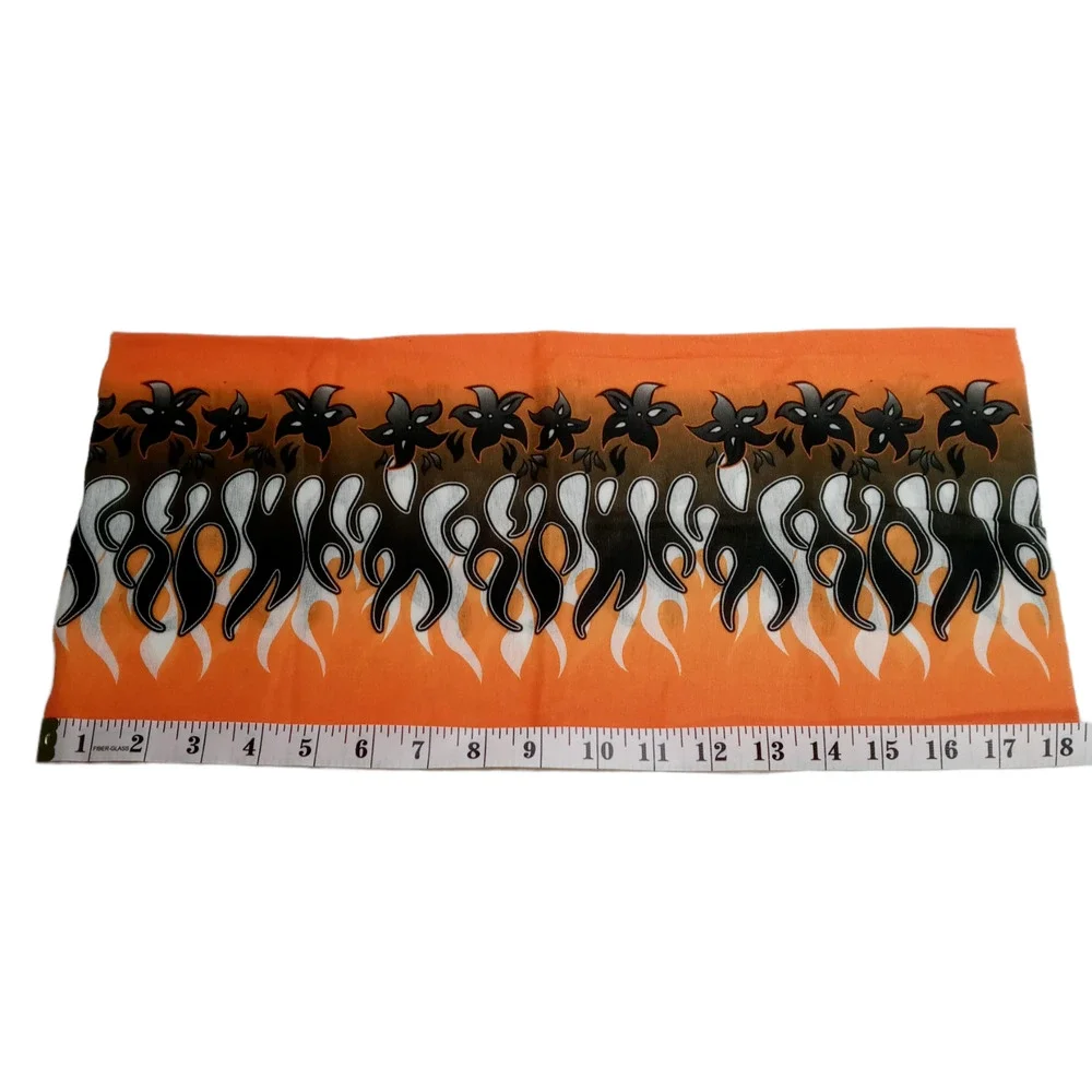 Orange Black Bandana Flames Face Mask Neck Gaiter Do Rag Halloween Costume